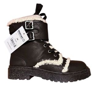 Portland Company Little and Big Girl Blaze Faux Fur Trim Combat Boot.